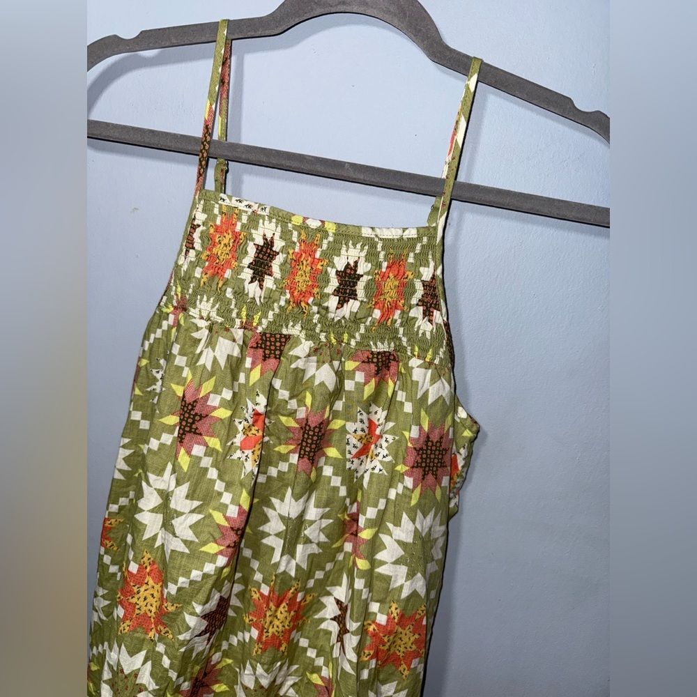 Universal Thread Green Smocked Patchwork Boho Dre… - image 4